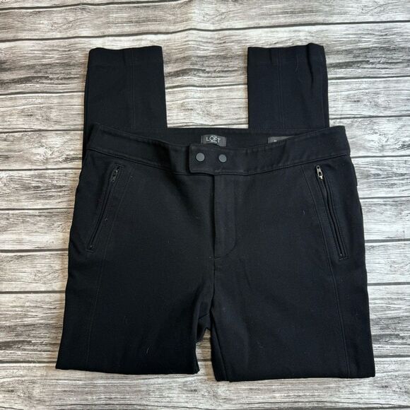 Ann Taylor LOFT Petites Women's Black Skinny Fit Heavy Jeggings 6P 6 Zip Pockets - Picture 1 of 14
